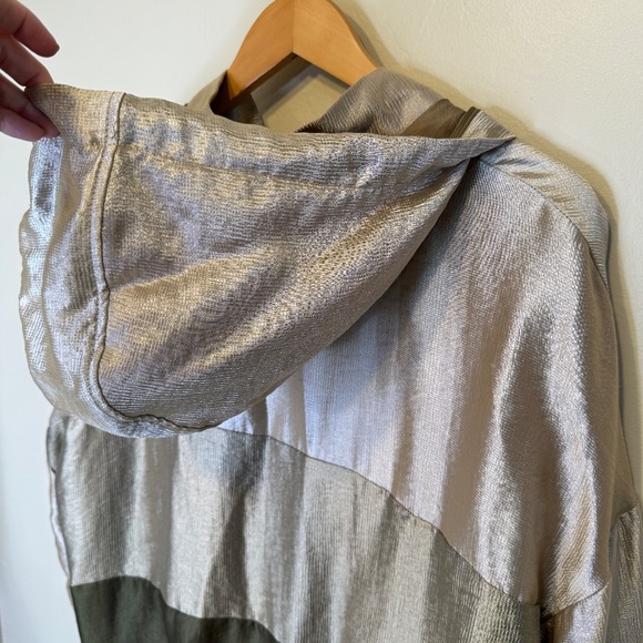 ZARA | Jewel Tone Color Block Satin Sheen Zip Up Hooded Coat Bomber Jacket - Picture 9 of 16